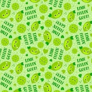 Small Scale Lime Feelin' Good Cute Kawaii Faces Green Citrus Slices and Hearts
