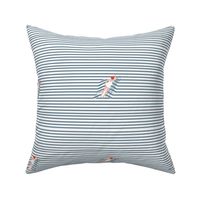 Swimmer - Nautical Stripes - Marine Navy Seaside 