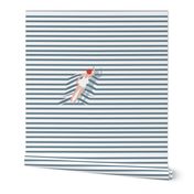 Swimmer - Nautical Stripes - Marine Navy Seaside 