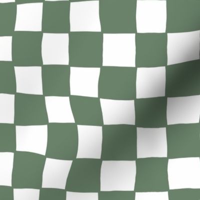 Hand Drawn Checkerboard Pattern (sage green/white)