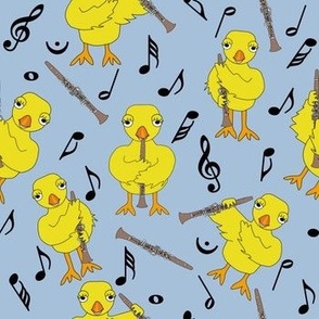 Clarinet Chick Clarinets Black Music Notes Sky Blue