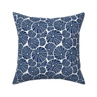 Bed Of Urchins - Nautical Sea Urchins - White Navy Blue Regular