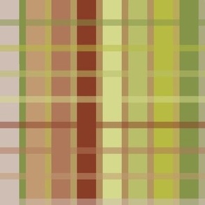 Autumnal Plaid in Olive Greens and Rust - 4 inch repeat on fabric - 6 inch repeat on wallpaper