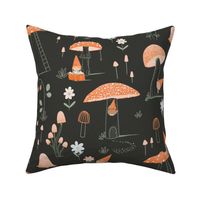 Cute Mushrooms and Gnomes Taupe