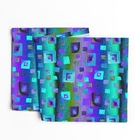 Floating layered squares on Ombré sand aqua, green and purples large
