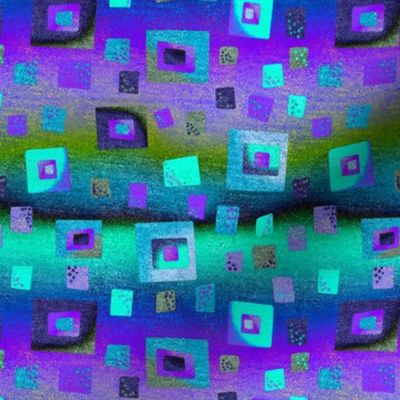 Floating cyan and purple squares on Sandy effect ombré small