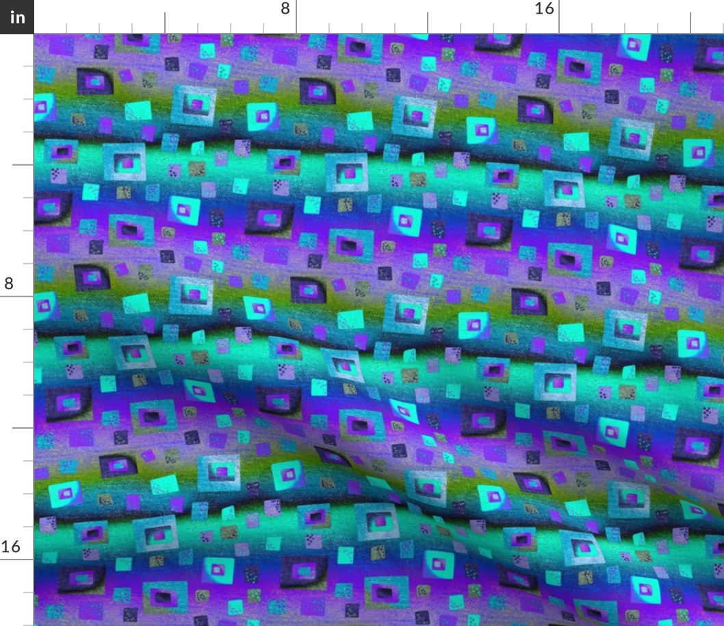 Floating cyan and purple squares on Sandy effect ombré small