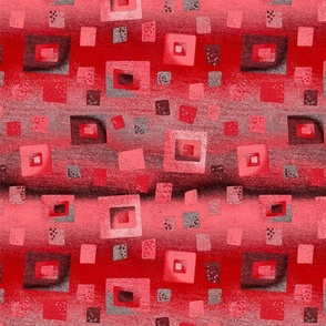 Floating layered squares in reds and ochre with ombré Sandy texture large