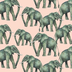 Elephants on Pink  (large)