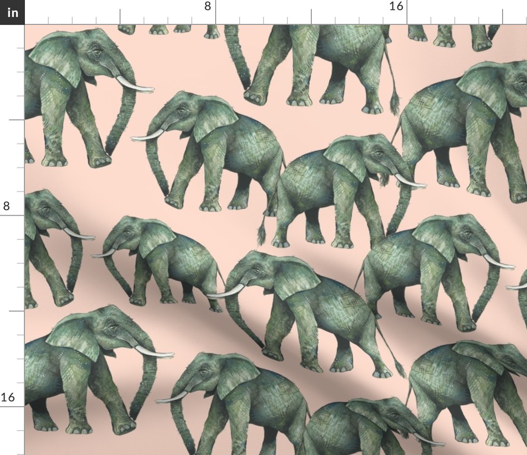 Elephants on Pink  (large)