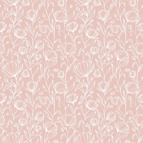 Climbing Floral - white on pink - medium