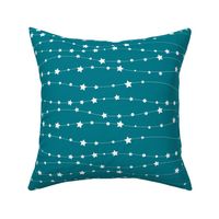 Stars Pattern Wavy Stripes Teal and White Night Sky, Galaxy Fabric, Cute Baby Fabric, Lemon Yellow