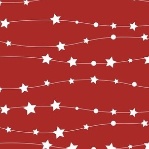 Stars Pattern Wavy Stripes Red and White Night Sky, Galaxy Fabric,  July 4th,  Memorial Day, Patriotic