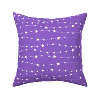 Stars Pattern Wavy Stripes Purple and White Night Sky, Galaxy Fabric, Cute Girls Fabric