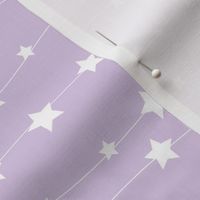 Stars Pattern Wavy Stripes Light Purple and White Night Sky, Galaxy Fabric, Cute Baby Girl Fabric, Lavender