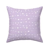 Stars Pattern Wavy Stripes Light Purple and White Night Sky, Galaxy Fabric, Cute Baby Girl Fabric, Lavender