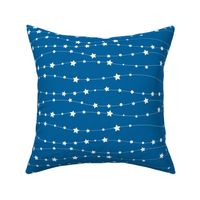 Stars Pattern Wavy Stripes Blue and White Night Sky, Galaxy Fabric