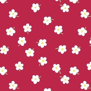Simple floral - white on viva magenta pink - pantone color of the year 2023 - medium