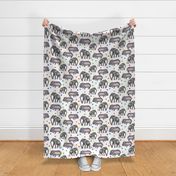 Hippos and Elephants and Pom-Poms on White (large)