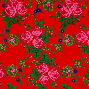 Highlander Flowers Pattern- Red