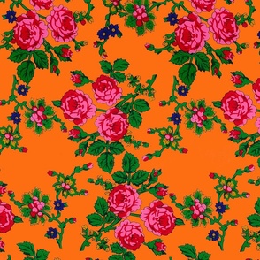 Highlander Flowers Pattern- Orange