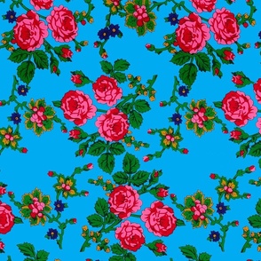 Highlander Flowers Pattern- Blue