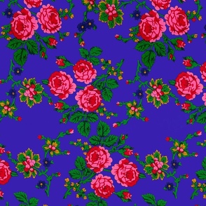 Highlander Flowers Pattern- Indigo