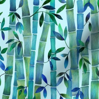 Small scale watercolor bamboo, watercolor bamboo wallpaper-blue green