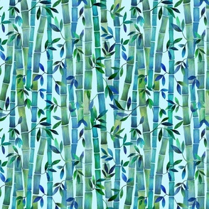 Small scale watercolor bamboo, watercolor bamboo wallpaper-blue green
