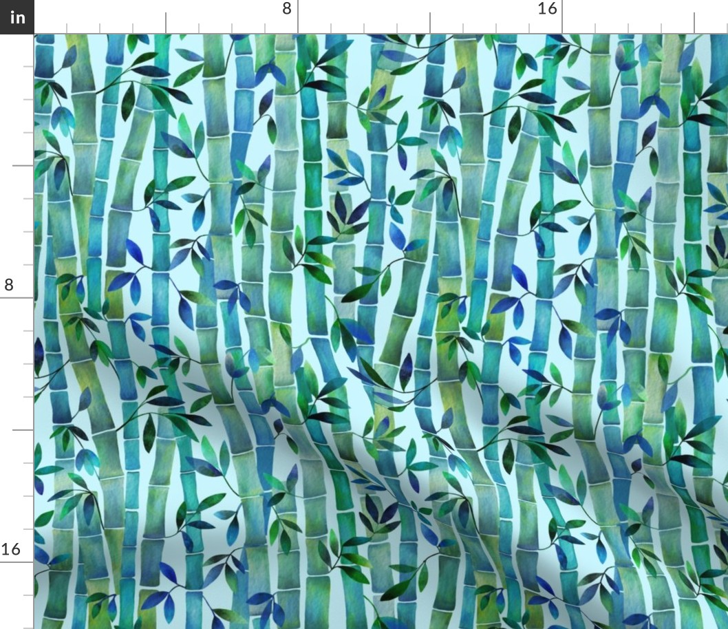 Small scale watercolor bamboo, watercolor bamboo wallpaper-blue green