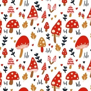 Red and Pink Mushroom Pattern