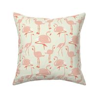 Hand Drawn Pink  Flamingos Toile Pattern - Medium
