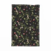 14" Nostalgic Plum Kitchen Wallpaper, Vintage Plums Fabric, Fall Home Decor, dark night black sepia