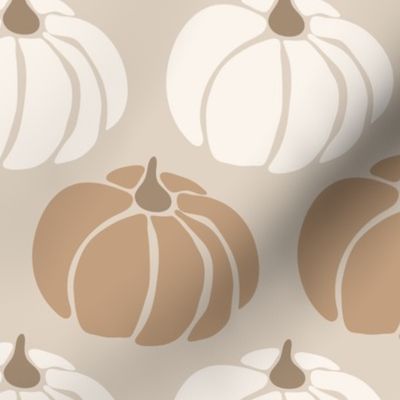 Pumpkins Ivory and Tan Brown: Fall Thanksgiving V3 Autumn Pumpkin Nature Leaves - L