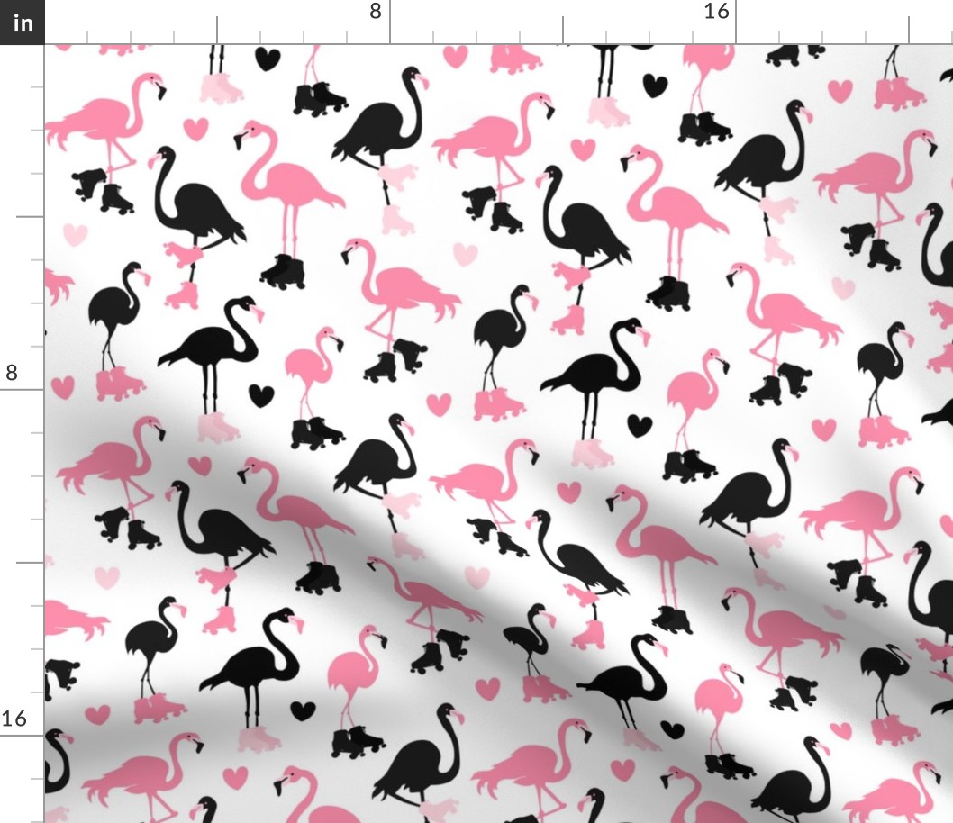 Flamingos Roller Skating Pink and Black