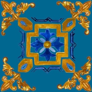 Blue tiles,majolica,ornate
