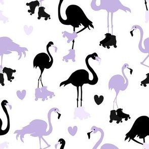 Flamingos Roller Skating Purple and Black