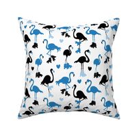 Flamingos Roller Skating Blue and Black