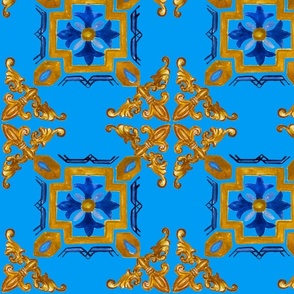 Blue mediterranean tiles,ornamental 