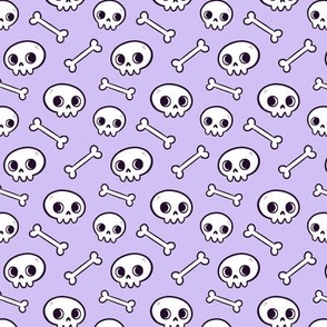 Cute Skulls - Pastel Purple (Small Scale)