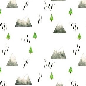 Watercolour Mountains and Trees - Teeny Scale