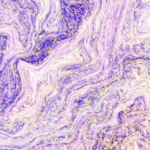 Purple Plum Liquid Marbling with Faux Gold - Large Scale