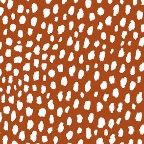 Burnt Orange Dalmatian Polka Dot Spots Pattern (white/burnt orange)