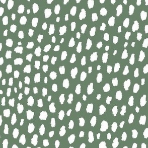 Sage Green Dalmatian Polka Dot Spots Pattern (white/sage green)