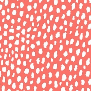 Coral Dalmatian Polka Dot Spots Pattern (white/coral)