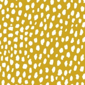 Mustard Yellow Dalmatian Polka Dot Spots Pattern (white/mustard yellow)