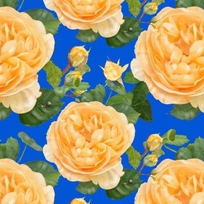 Yellow Roses on Blue