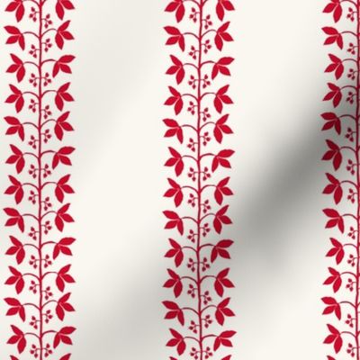 Berry Vine Stripe Red on Cream