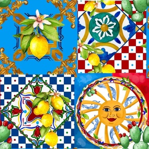 Italian,Sicilian art,lemons,majolica ,tiles