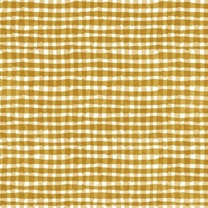 Hand-painted Gingham Check_Bamboo yellow-gold